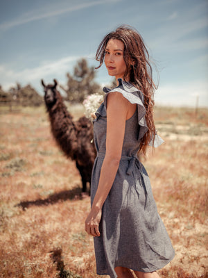 Dresses Sokha Asymmetrical One Shoulder Midi Hemp Dress - USA - VALANI sustainable, vegan, ethical women's clothing