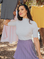 Tops Meera Hemp Knit Top with Lettuce Trim - Natural - VALANI sustainable, vegan, ethical women's clothing