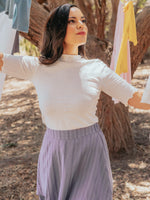 Tops Meera Hemp Knit Top with Lettuce Trim - Natural - VALANI sustainable, vegan, ethical women's clothing