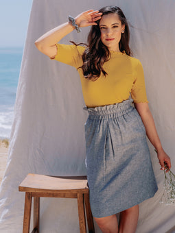 Nora Paperbag Midi Hemp Skirt  - Made in USA