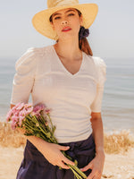 Tops Pauline Hemp Knit Puff Top Natural - VALANI sustainable, vegan, ethical women's clothing