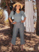 Tops Pauline Hemp Knit Puff Top with V-neck - Mineral Blue - VALANI sustainable, vegan, ethical women's clothing