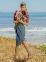 Tops Pauline Hemp Knit Puff Top with V-Neck - Rose Brown - VALANI sustainable, vegan, ethical women's clothing