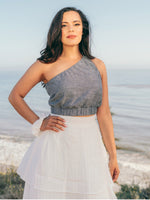 Tops Kara Asymmetrical One Shoulder Hemp Crop Top - Made in USA - VALANI sustainable, vegan, ethical women's clothing