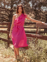 Dresses Sokha Banana Asymmetrical One Shoulder Midi Dress Pink - VALANI sustainable, vegan, ethical women's clothing