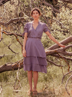 Bottoms Chanthu Banana 3 Tiered Midi Skirt Purple - VALANI sustainable, vegan, ethical women's clothing