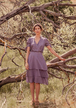 Tops Sitha Faux Wrap Tencel Top with Puff Sleeves - Purple - VALANI sustainable, vegan, ethical women's clothing