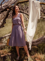 Bottoms Srey Banana A-line Midi Skirt Purple - VALANI sustainable, vegan, ethical women's clothing