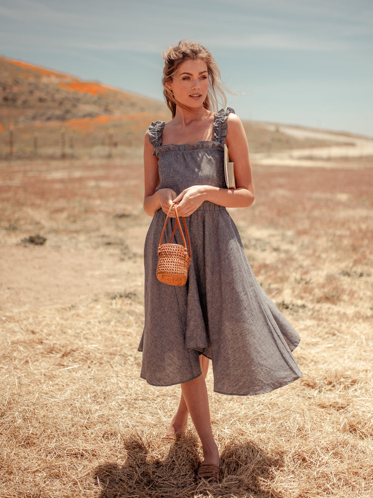 Dresses Vanna Ruffle Hemp Handkerchief Midi Dress - USA - VALANI sustainable, vegan, ethical women's clothing