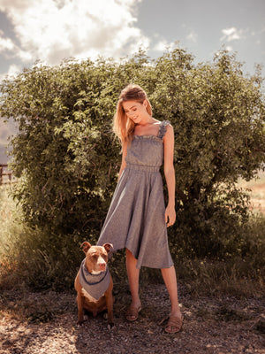 Dresses Vanna Ruffle Hemp Handkerchief Midi Dress - USA - VALANI sustainable, vegan, ethical women's clothing