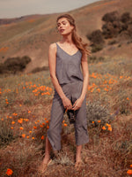 Bottoms Petra Cropped Hemp Pants with Curved Slits - USA - VALANI sustainable, vegan, ethical women's clothing