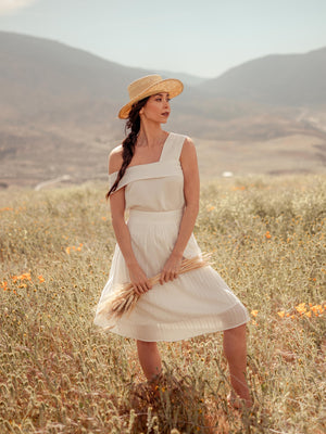 Tops Malina Asymmetrical Off Shoulder Tencel Top White - VALANI sustainable, vegan, ethical women's clothing