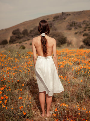 Bottoms Srey Banana A-line Midi Skirt White - VALANI sustainable, vegan, ethical women's clothing