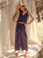 Bottoms Phalla Wide Leg Cropped Tencel Pants Navy - VALANI sustainable, vegan, ethical women's clothing