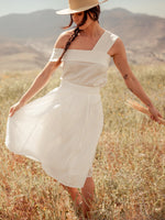 Bottoms Srey Banana A-line Midi Skirt White - VALANI sustainable, vegan, ethical women's clothing