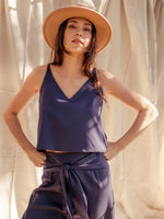 Tops Sarita V-Neck Tencel Cami Eclipse w/ Adjustable Back Ties - VALANI sustainable, vegan, ethical women's clothing